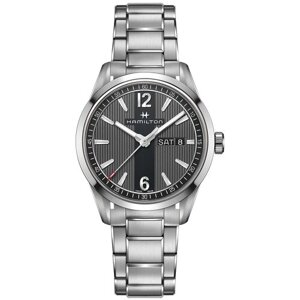 Наручные часы GREENWICH Мужские швейцарские часы Hamilton Broadway Day Date Quartz H43311135 с гарантией, черный, серебряный