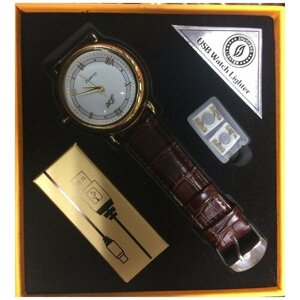 Наручные часы HONGFA Часы наручные мужские с беспламенной зажигалкой - 2 в 1., золотой
