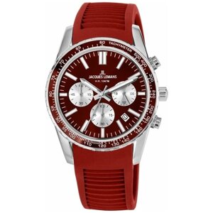 Наручные часы JACQUES LEMANS Мужские Liverpool 1-2059E, серебряный, красный