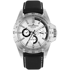 Наручные часы JACQUES LEMANS Sport 42-11B, черный, серебряный