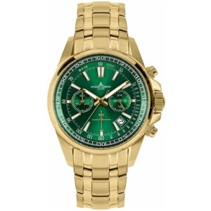Наручные часы JACQUES LEMANS Sport Мужские водонепроницаемые Sport 1-2117P с гарантией, золотой, зеленый