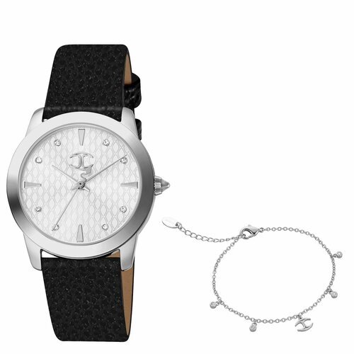 Наручные часы Just Cavalli женские JC1L211L0215_SET, Кварцевые 34 мм+браслет, серебряный, черный