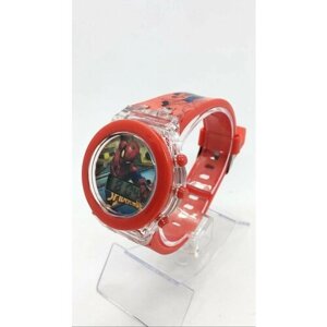 Наручные часы корпус пластик, ремешок пластик, бесшумный механизм, красный