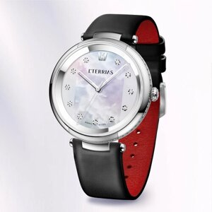 Наручные часы L'TERRIAS Наручные кварцевые часы L’TERRIAS стальной корпус на кожаном ремешке «Smoothie», черный, серебряный