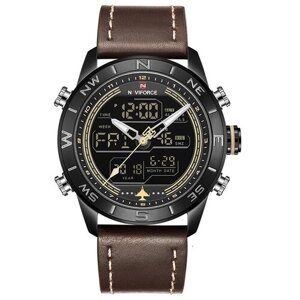 Наручные часы Naviforce Часы Naviforce/Навифорс NF9144 мужские, подсветка, коричневый