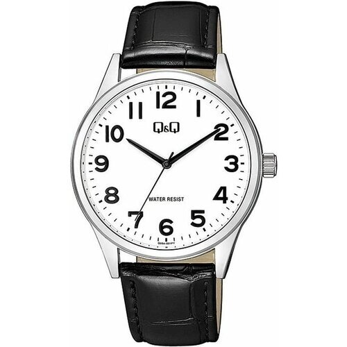 Наручные часы Q&Q Часы японские наручные мужские кварцевые на ремне Q&Q Q59AJ001Y, черный