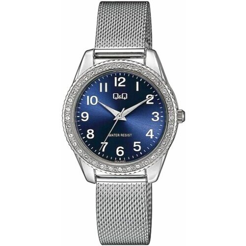 Наручные часы Q&Q Часы японские наручные женские кварцевые на браслете Q&Q Q67AJ003Y, серебряный