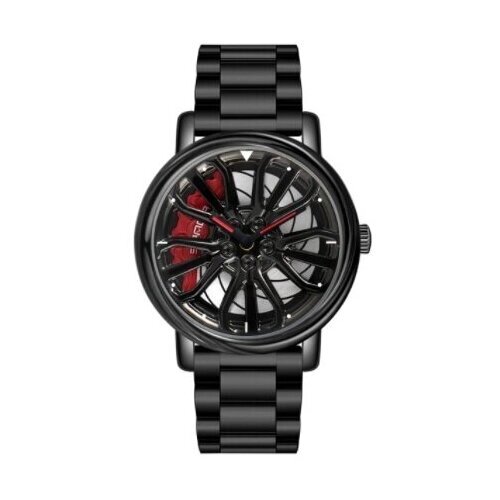 Наручные часы Sanda Стильные мужские кварцевые наручные часы с вращающимся циферблатом в виде автомобильного диска, черный