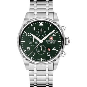 Наручные часы Swiss Military Hanowa Наручные часы Swiss Military Hanowa Air Thunderbolt Chrono, серебряный, зеленый