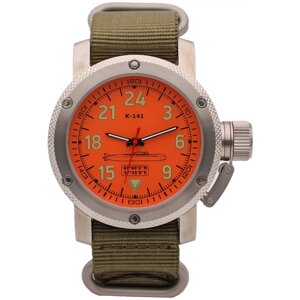 Наручные часы ТРИУМФ Командирские Часы К-141 / Курск (Oscar-II) механические с автоподзаводом (сапфировое стекло) 1088.21, оранжевый