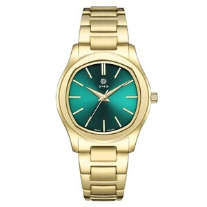 Наручные часы УЧЗ 3048В-2, золотой, зеленый