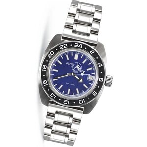 Наручные часы Восток Амфибия 17004Б, серебряный, синий