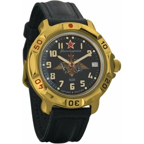 Наручные часы Восток Командирские Мужские Командирские 819630, черный, золотой