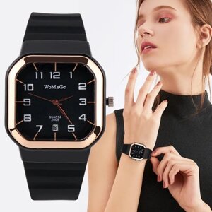 Наручные часы женские WMG кварцевые с силиконовым ремешком /Pink/черный