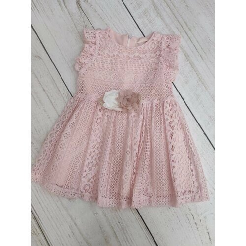 Нарядное розовое платье короткий рукав (86)