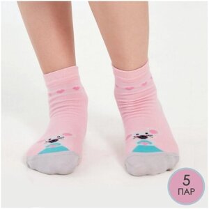 Носки LorenzLine для девочек, 5 пар, размер 10-12, розовый