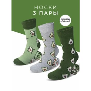 Носки Мачо, 3 пары, 3 уп., размер 43-46, серый, зеленый