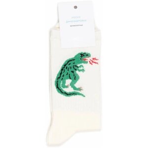 Носки Никита Грузовик Носки с динозаврами Никита Грузовик - Тиранозавр Рекс и Трицератопс, размер 39-41, зеленый, белый