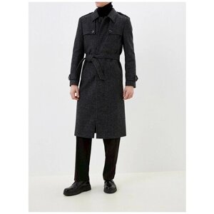 Пальто Berkytt демисезонное, шерсть, удлиненное, пояс, размер 54/176, серый
