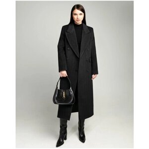 Пальто BUBLIKAIM, демисезон/зима, шерсть, силуэт прямой, размер S (42), черный, серый