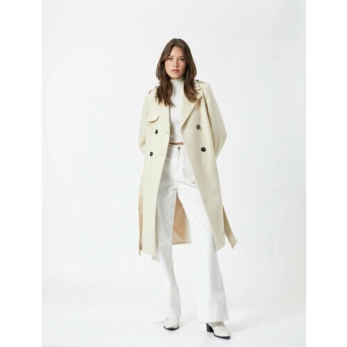 Пальто KOTON, размер 40, белый, бежевый