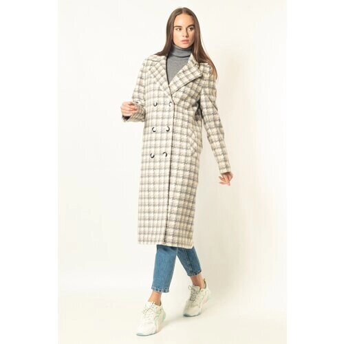 Пальто MARGO, размер 52-54/170, мультиколор, серый