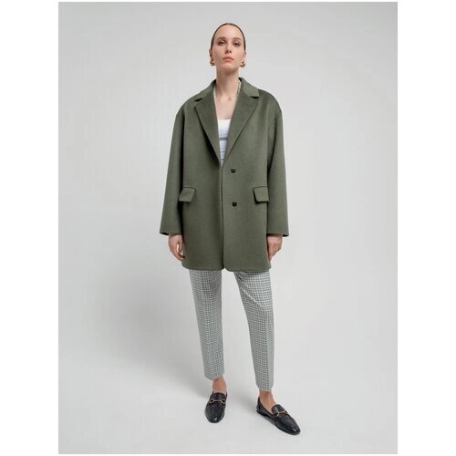 Пальто-пиджак Pompa демисезонное, шерсть, силуэт прямой, укороченное, размер 42/170, зеленый