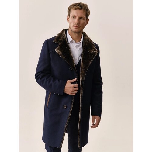 Пальто Royal Spirit демисезонное, шерсть, силуэт прилегающий, удлиненное, размер 60/176, синий