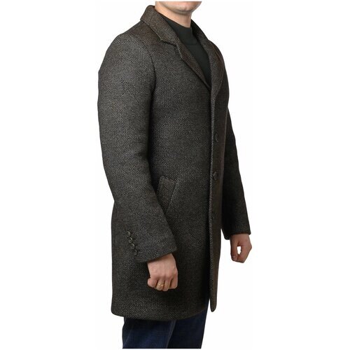 Пальто Van Cliff демисезонное, шерсть, силуэт прямой, размер 56/176, хаки