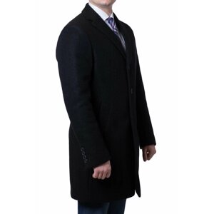 Пальто Van Cliff демисезонное, шерсть, силуэт прямой, размер 56/188, черный
