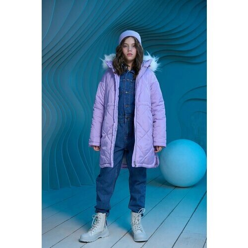 Парка Шалуны, демисезон/зима, удлиненная, размер 32, 122, фиолетовый