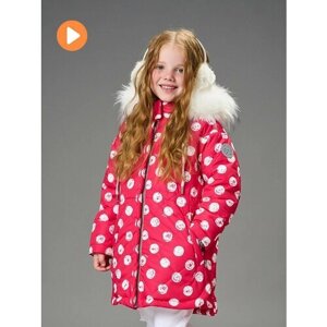 Парка Шалуны Пальто зимнее для девочки зимняя, удлиненная, размер 32, 116, розовый