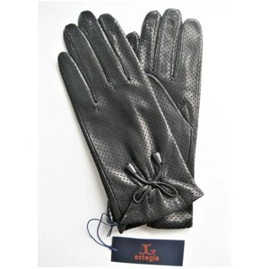 Перчатки ESTEGLA, натуральная кожа, размер 6,5, черный