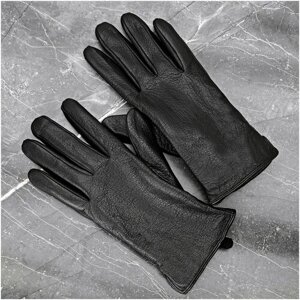 Перчатки кожаные мужские зимние / демисезонные / touch / сенсорные / натуральная подкладка/размер 12