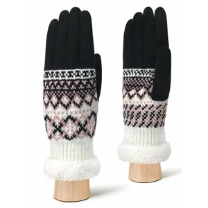 Перчатки Modo Gru зимние, вязаные, подкладка, размер S, розовый, черный
