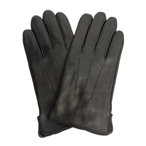 Перчатки мужские, кожа натуральная, подкладка шерсть, размер 11, черные