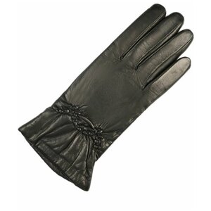 Перчатки женские кожаные зимние ESTEGLA, размер 6.5, черные.