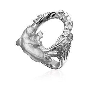Перстень Альдзена серебро, 925 проба, родирование, фианит, размер 17.5