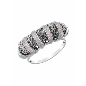 Перстень серебро, 925 проба, родирование, фианит, размер 17, серебряный