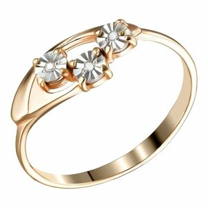 Перстень Серебряное кольцо 925 пробы с Бриллантами, серебро, 925 проба, родирование, золочение, бриллиант, бесцветный, серебряный
