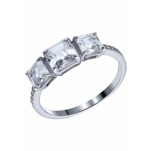 Перстень Серебряное кольцо 925 пробы с Фианитами, серебро, 925 проба, родирование, фианит, размер 19, серебряный, бесцветный