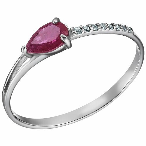 Перстень Серебряное кольцо 925 пробы с Рубином и Фианитами, серебро, 925 проба, родирование, рубин, фианит, размер 20, серебряный, красный