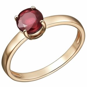 Перстень Серебряное кольцо 925 пробы с Рубином, серебро, 925 проба, золочение, рубин, размер 18, золотой, красный