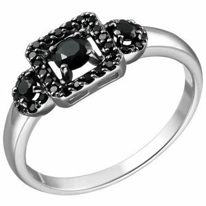 Перстень Серебряное кольцо 925 пробы с Шпинелью, серебро, 925 проба, шпинель, размер 19, черный, серебряный