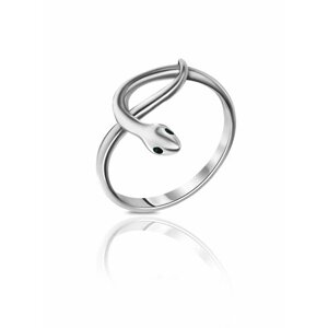 Перстень SKAZKA Natali Romanovoi змея, серебро, 925 проба, родирование, фианит, размер 16, серебряный