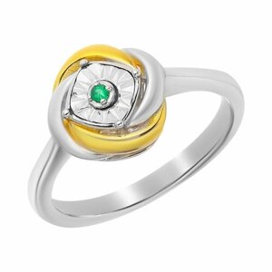 Перстень UVI Ювелирочка, серебро, 925 проба, изумруд, размер 17, серебряный, зеленый
