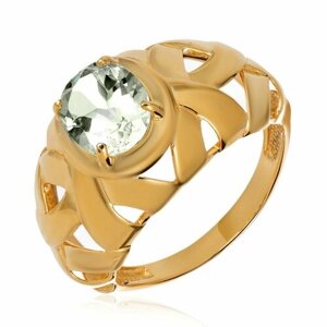 Перстень UVI Ювелирочка, серебро, 925 проба, золочение, размер 20, зеленый, золотой