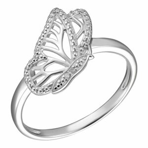 Перстень UVI Ювелирочка Серебряное кольцо 925 пробы с Бриллиантами, серебро, 925 проба, родирование, бриллиант, размер 21, серебряный, бесцветный