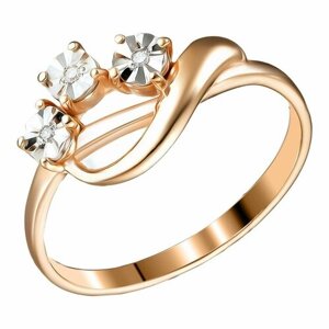 Перстень UVI Ювелирочка Серебряное кольцо 925 пробы с Бриллиантами, серебро, 925 проба, золочение, родирование, бриллиант, серебряный, бесцветный