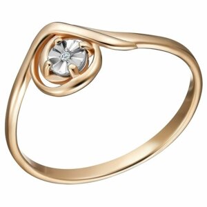 Перстень UVI Ювелирочка Серебряное кольцо 925 пробы с Бриллиантом, серебро, 925 проба, золочение, бриллиант, серебряный, бесцветный